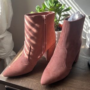Pink Suede Booties